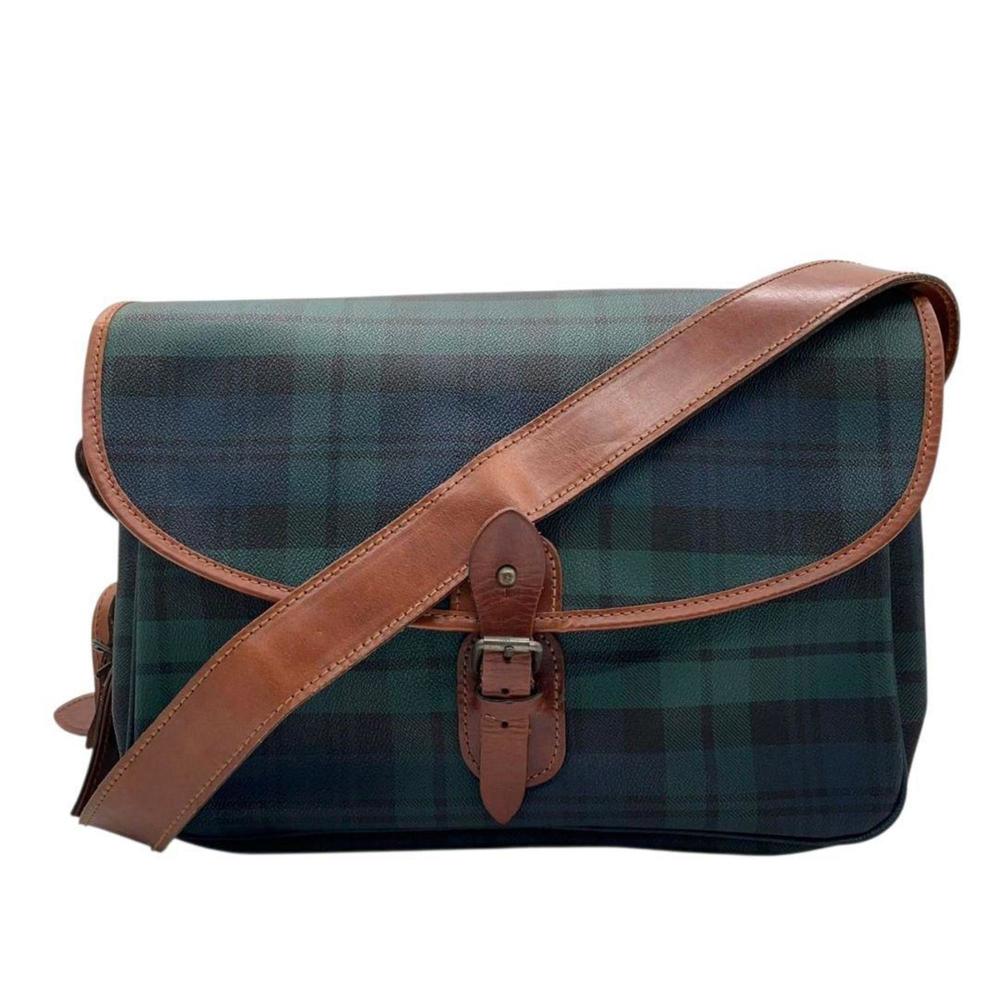 POLO RALPH LAUREN Shoulder Bag, Green Tartan Check Leather with Logo Plate an... - Picture 2 of 10